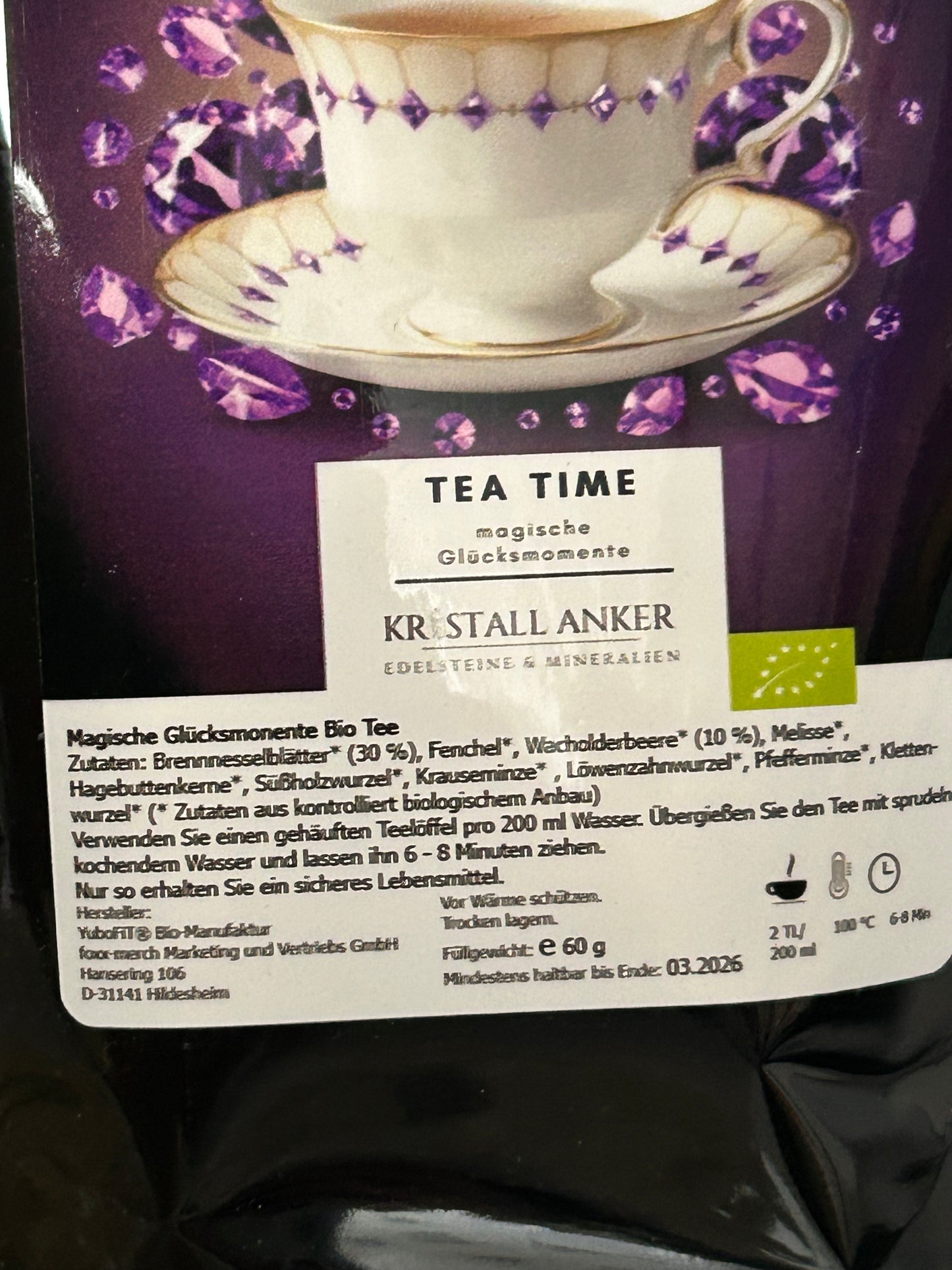Kristall Anker Tee Glücksmomente